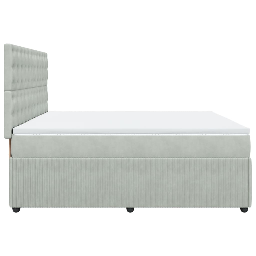 Boxspring met matras fluweel lichtgrijs 200x200 cm