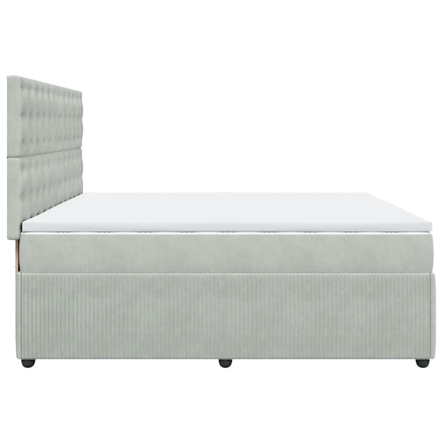 Boxspring met matras fluweel lichtgrijs 200x200 cm