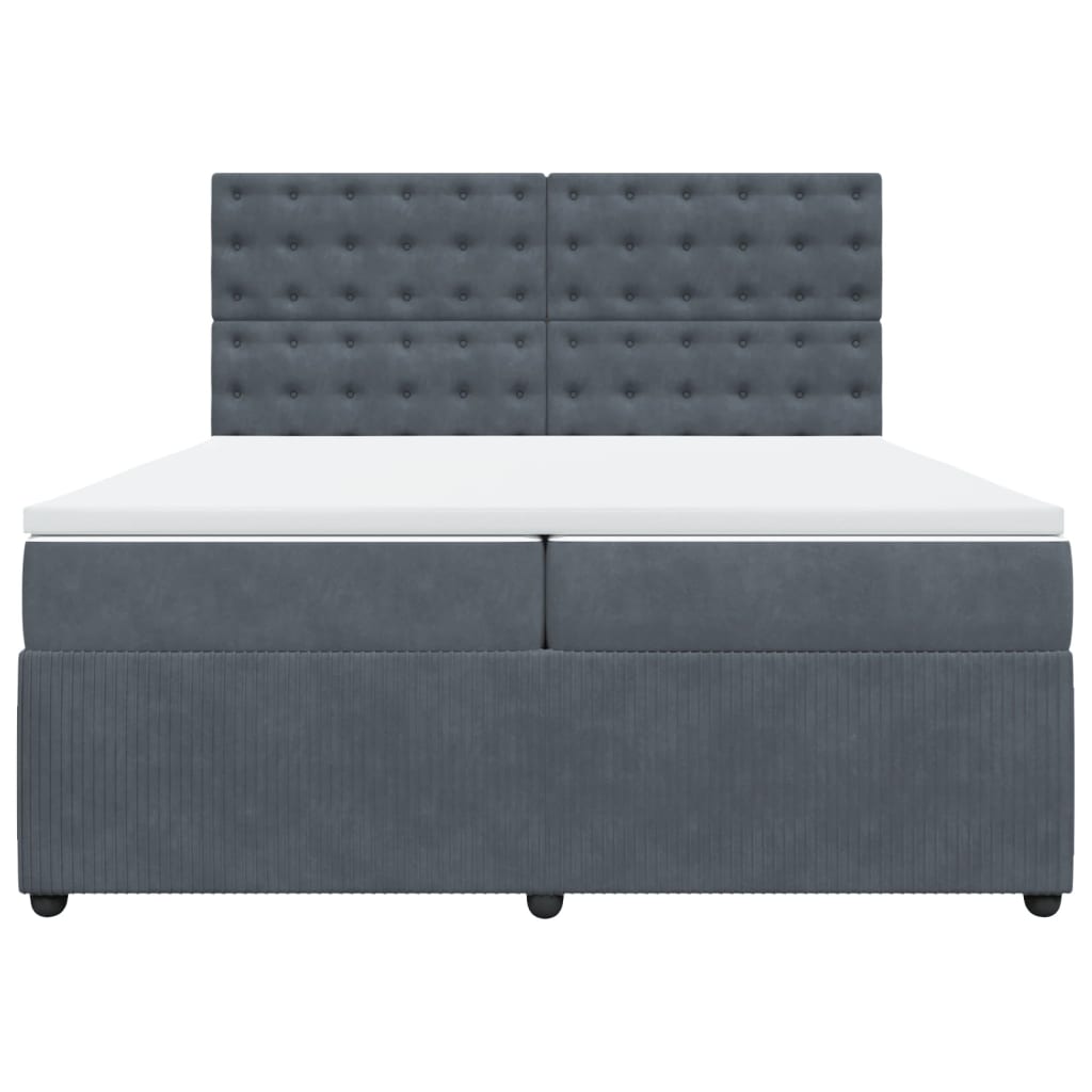 Boxspring met matras fluweel donkergrijs 200x200 cm