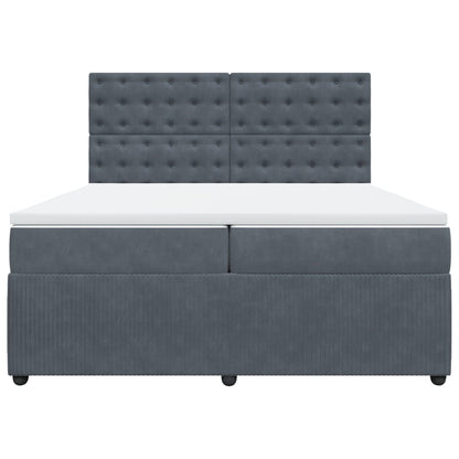 Boxspring met matras fluweel donkergrijs 200x200 cm