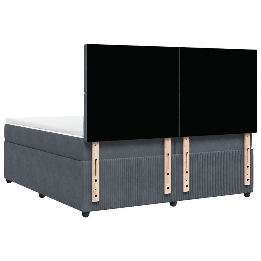 Boxspring met matras fluweel donkergrijs 200x200 cm