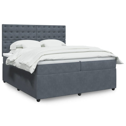 Boxspring met matras fluweel donkergrijs 200x200 cm