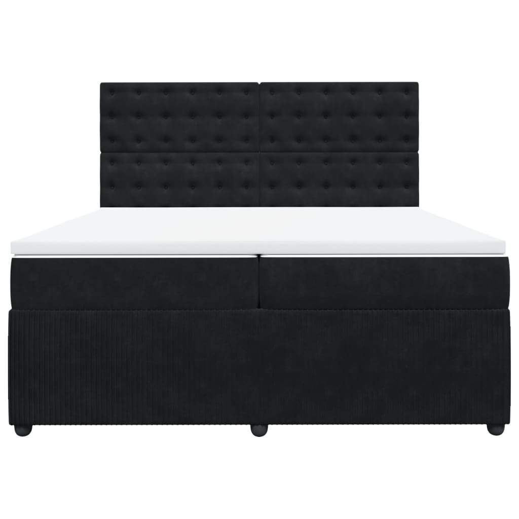 Boxspring met matras fluweel zwart 200x200 cm