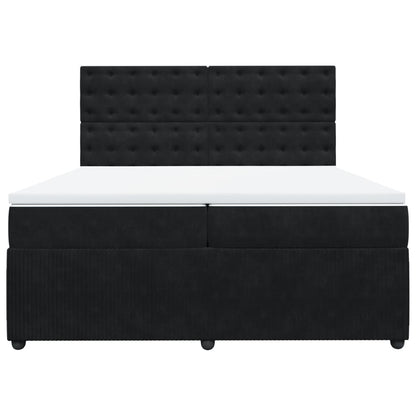 Boxspring met matras fluweel zwart 200x200 cm