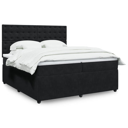 Boxspring met matras fluweel zwart 200x200 cm