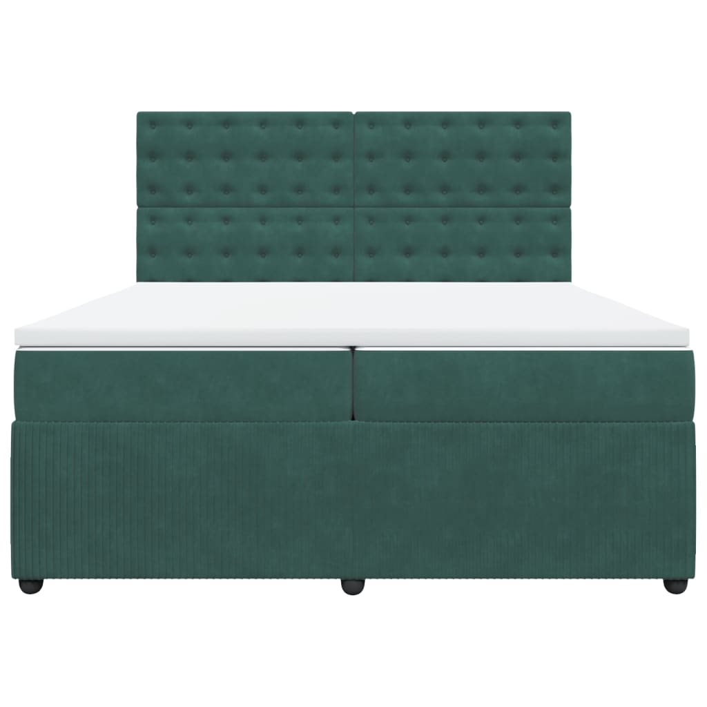 Boxspring met matras fluweel donkergroen 200x200 cm
