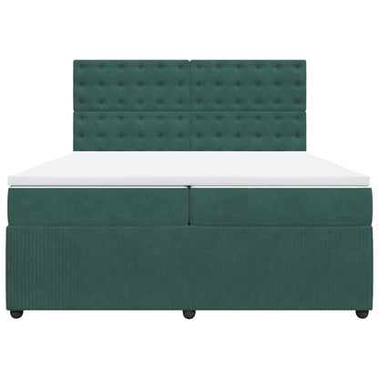 Boxspring met matras fluweel donkergroen 200x200 cm