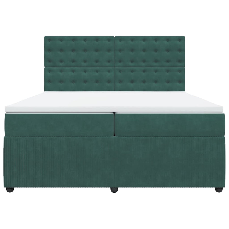 Boxspring met matras fluweel donkergroen 200x200 cm