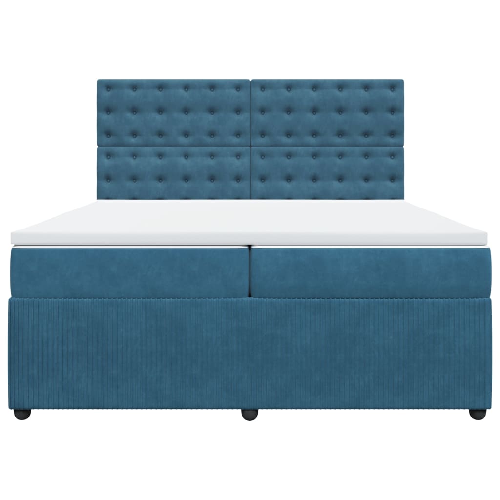 Boxspring met matras fluweel donkerblauw 200x200 cm