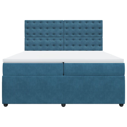 Boxspring met matras fluweel donkerblauw 200x200 cm