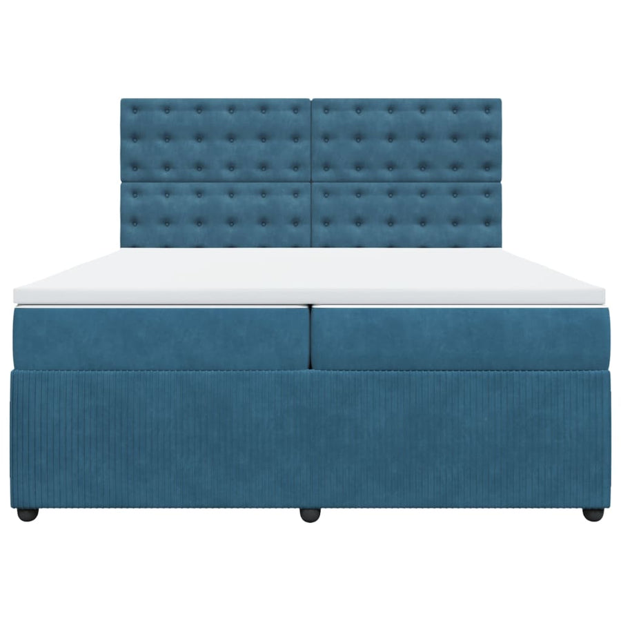 Boxspring met matras fluweel donkerblauw 200x200 cm