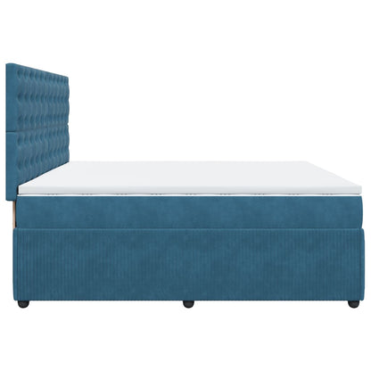 Boxspring met matras fluweel donkerblauw 200x200 cm