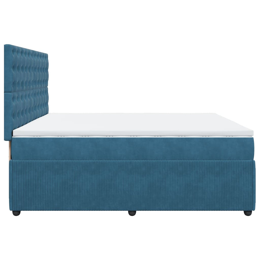 Boxspring met matras fluweel donkerblauw 200x200 cm