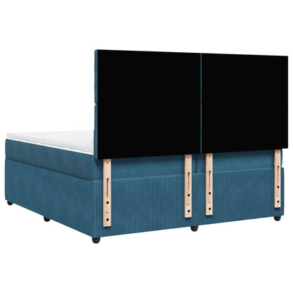 Boxspring met matras fluweel donkerblauw 200x200 cm