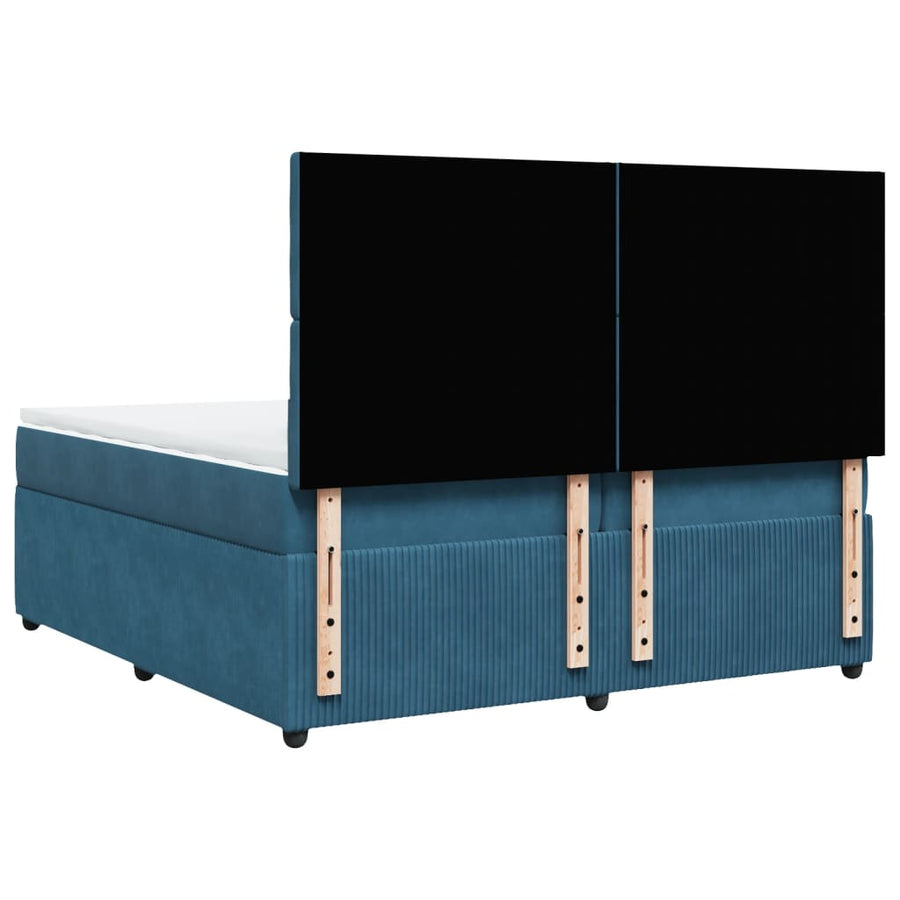 Boxspring met matras fluweel donkerblauw 200x200 cm