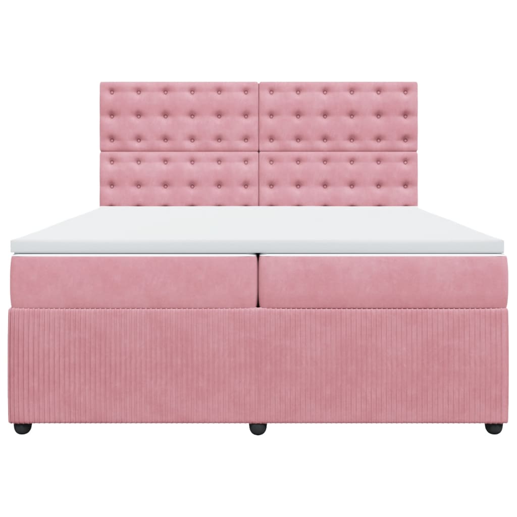 Boxspring met matras fluweel roze 200x200 cm