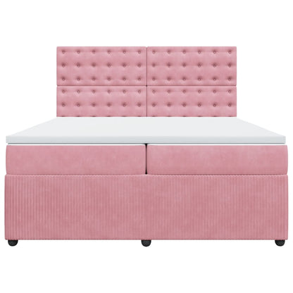 Boxspring met matras fluweel roze 200x200 cm