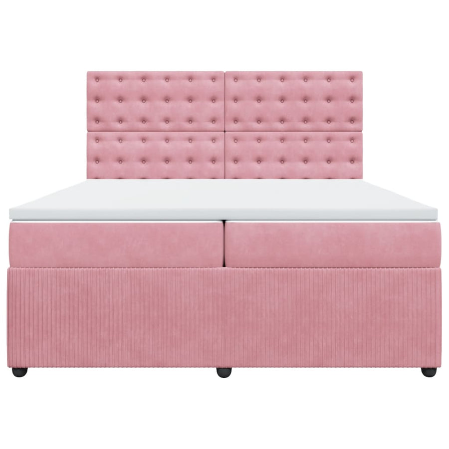 Boxspring met matras fluweel roze 200x200 cm