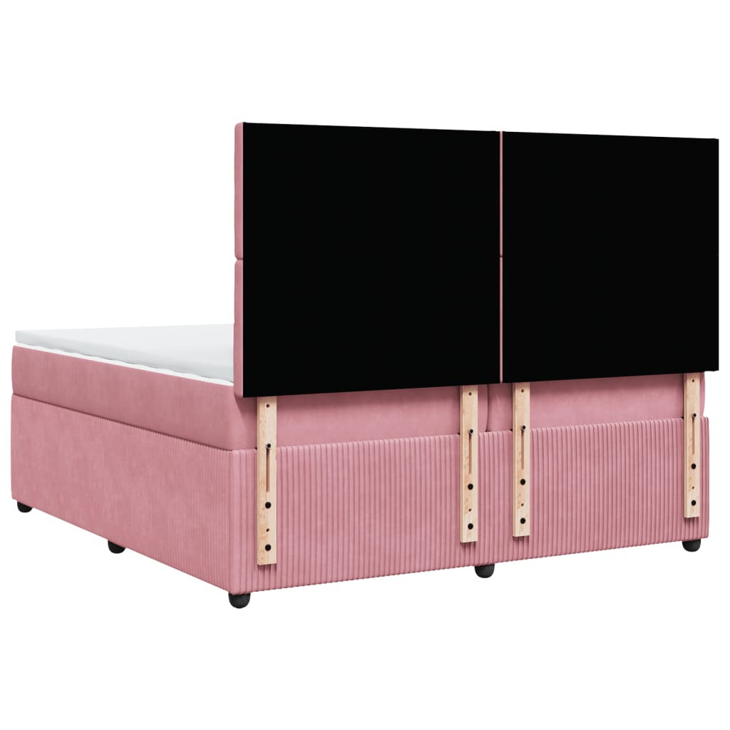 Boxspring met matras fluweel roze 200x200 cm