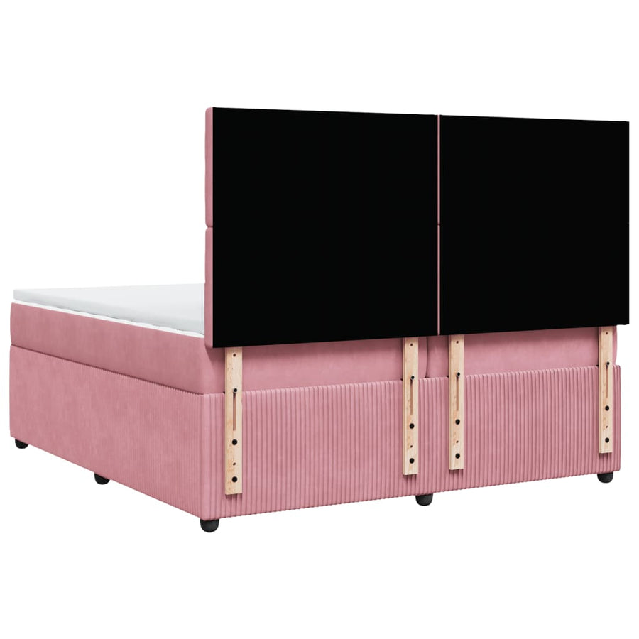 Boxspring met matras fluweel roze 200x200 cm