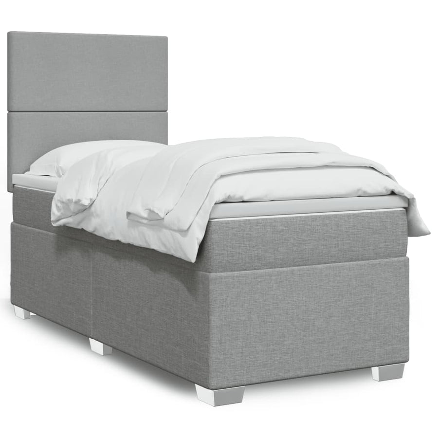 Boxspring met matras stof lichtgrijs 80x200 cm