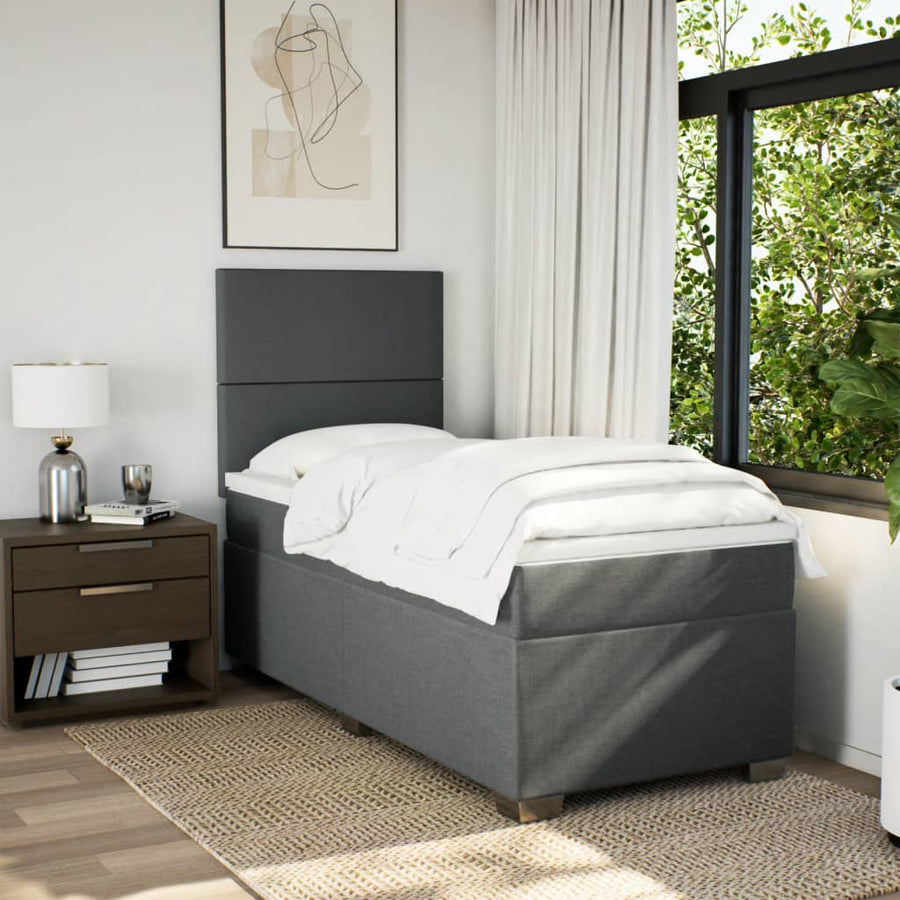 Boxspring met matras stof donkergrijs 80x200 cm