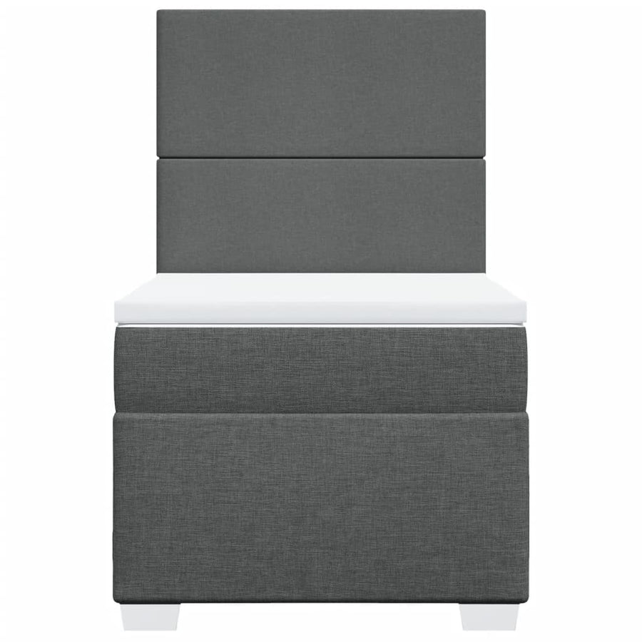 Boxspring met matras stof donkergrijs 80x200 cm