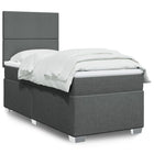 Box spring with dark grey fabric mattress 80x200 cm