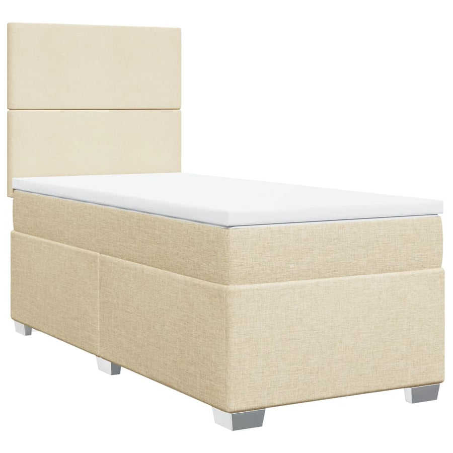 Boxspring met matras stof crèmekleurig 80x200 cm