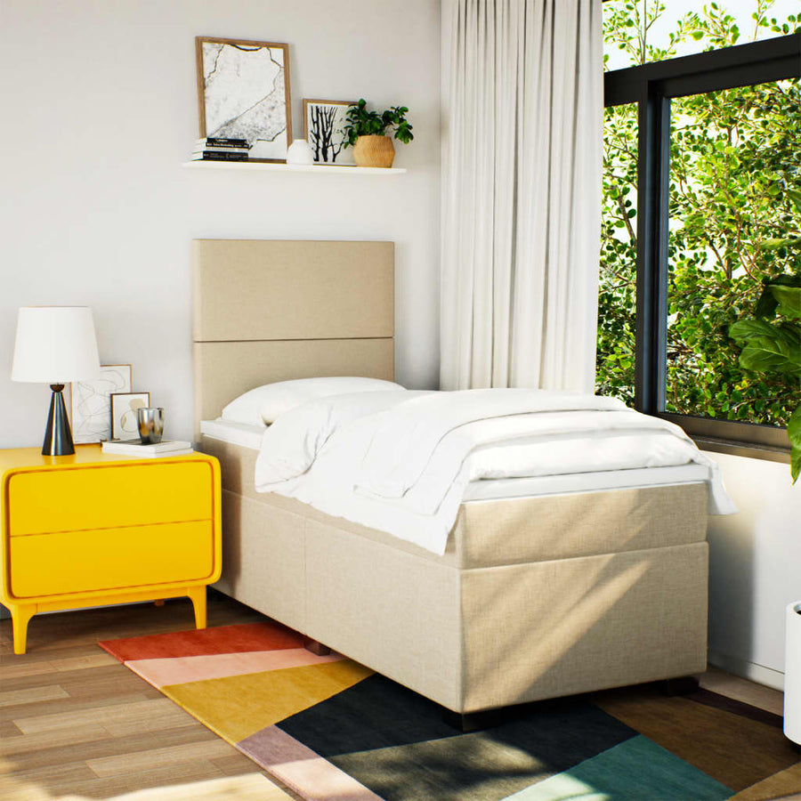 Boxspring met matras stof crèmekleurig 80x200 cm