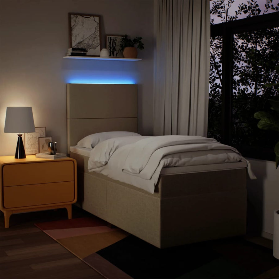 Boxspring met matras stof crèmekleurig 80x200 cm