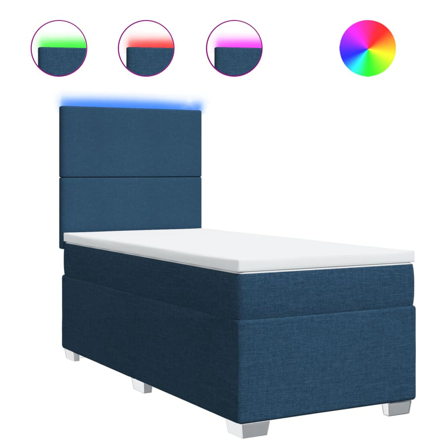 Boxspring met matras stof blauw 80x200 cm