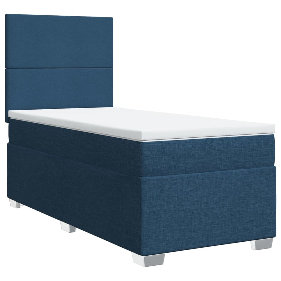 Boxspring met matras stof blauw 80x200 cm