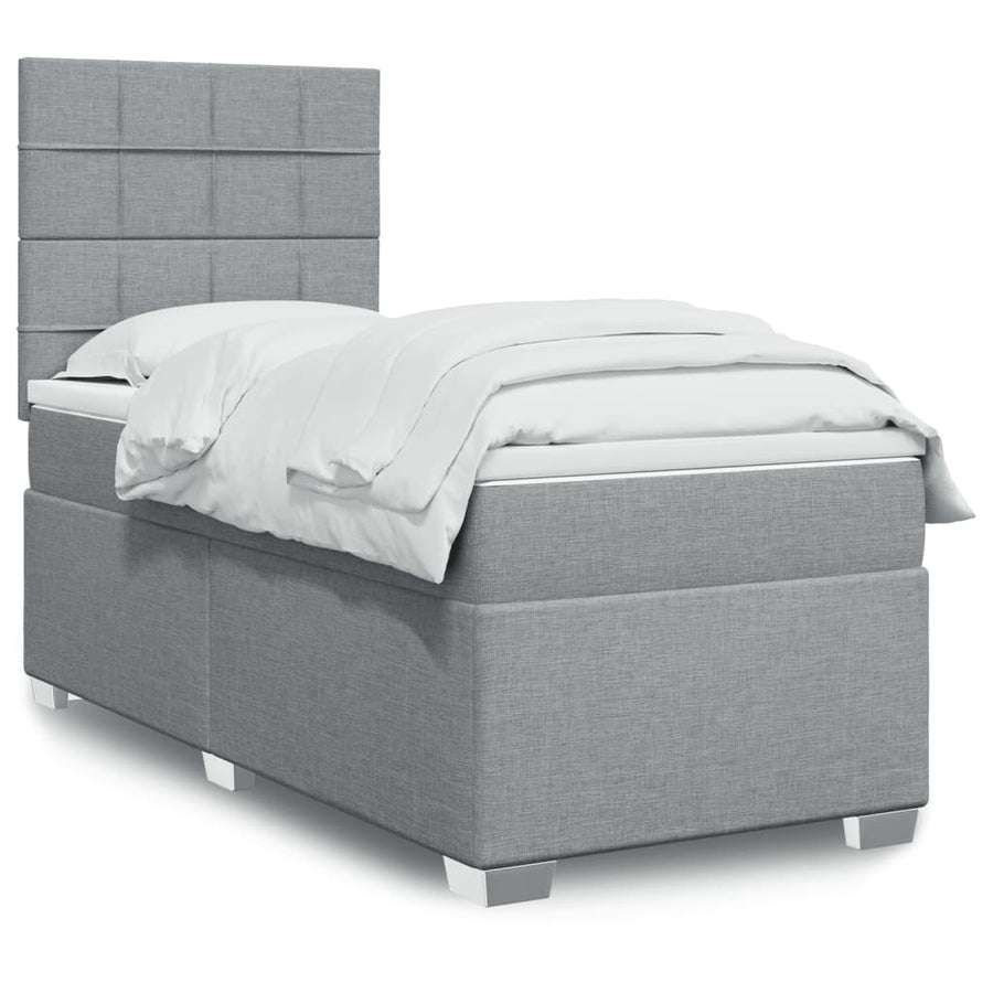 Boxspring met matras stof lichtgrijs 80x200 cm