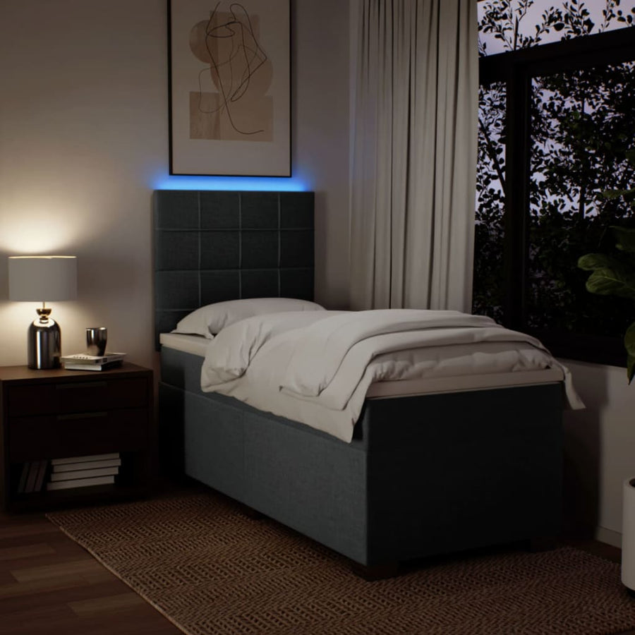 Boxspring met matras stof donkergrijs 80x200 cm