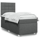 Box spring with dark grey fabric mattress 80x200 cm