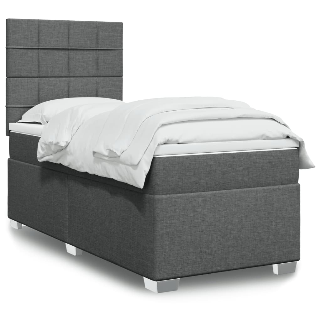 Boxspring met matras stof donkergrijs 80x200 cm