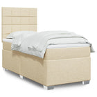 Box spring with fabric cream-colored mattress 80x200 cm