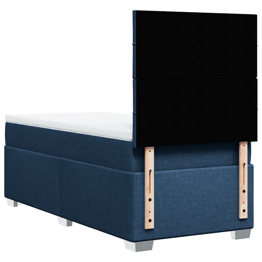 Boxspring met matras stof blauw 80x200 cm