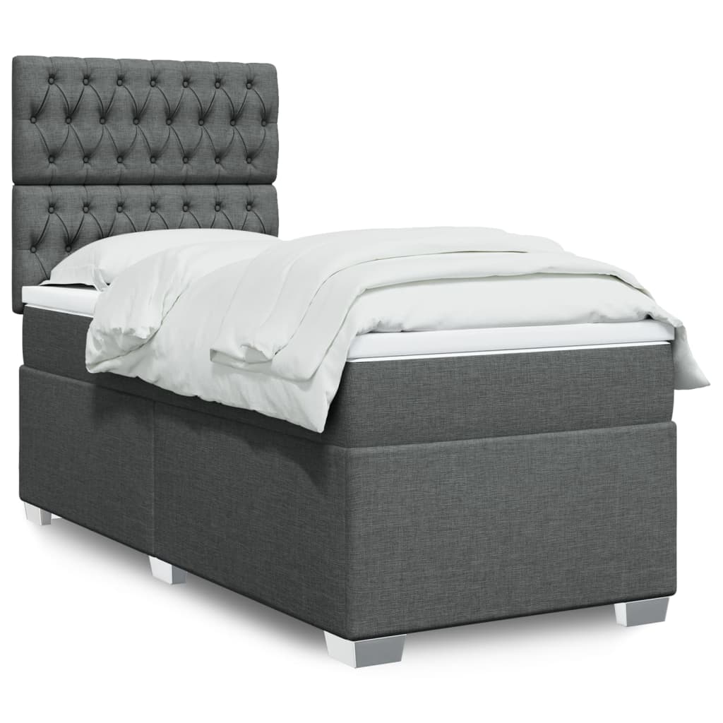 Boxspring met matras stof donkergrijs 80x200 cm