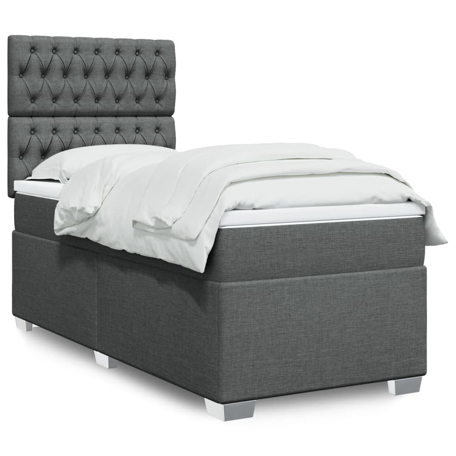 Boxspring met matras stof donkergrijs 80x200 cm