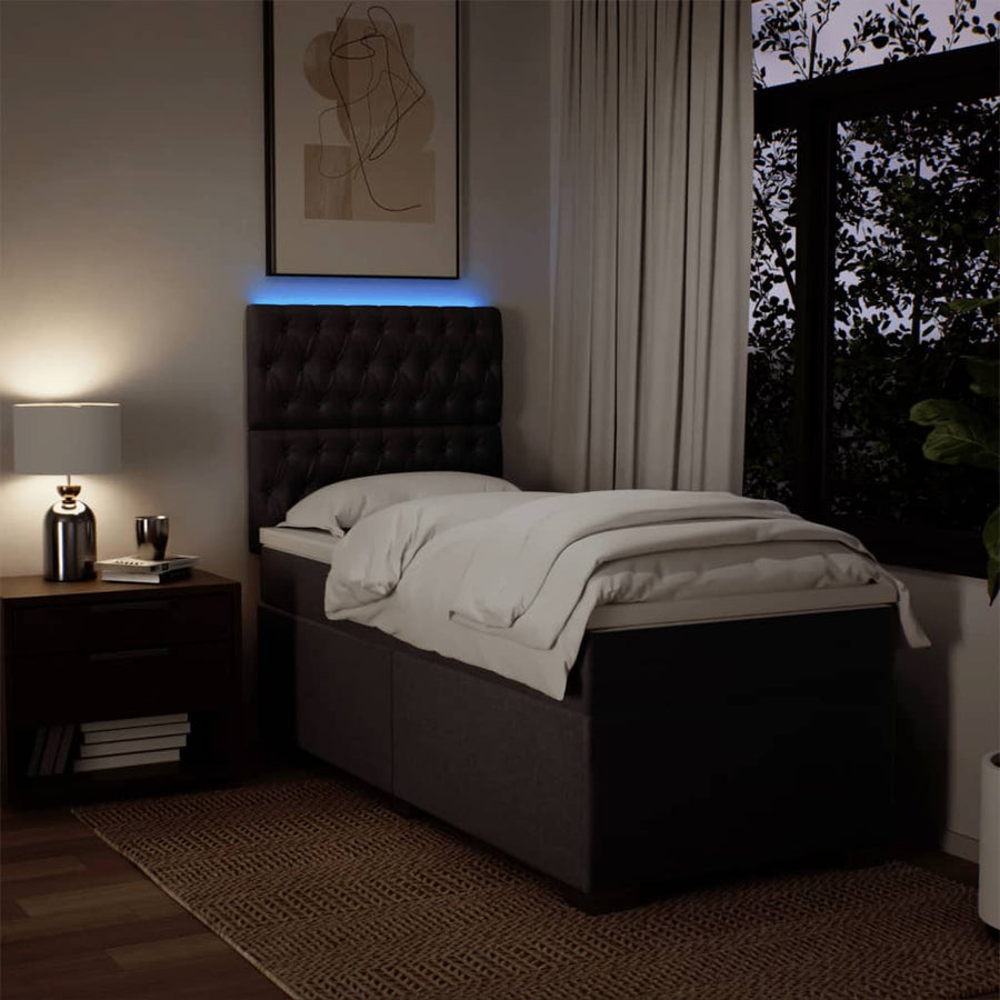 Boxspring met matras stof donkerbruin 80x200 cm