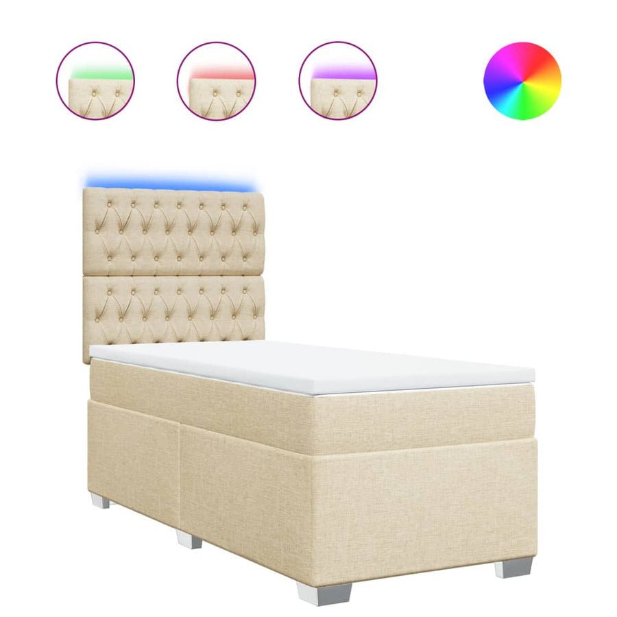 Boxspring met matras stof crèmekleurig 80x200 cm