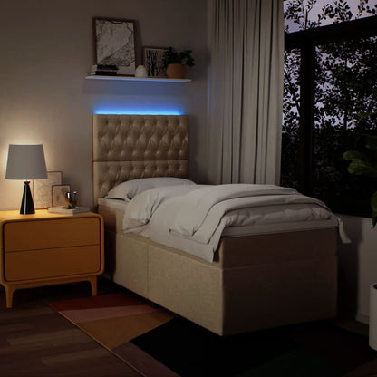 Boxspring met matras stof crèmekleurig 80x200 cm