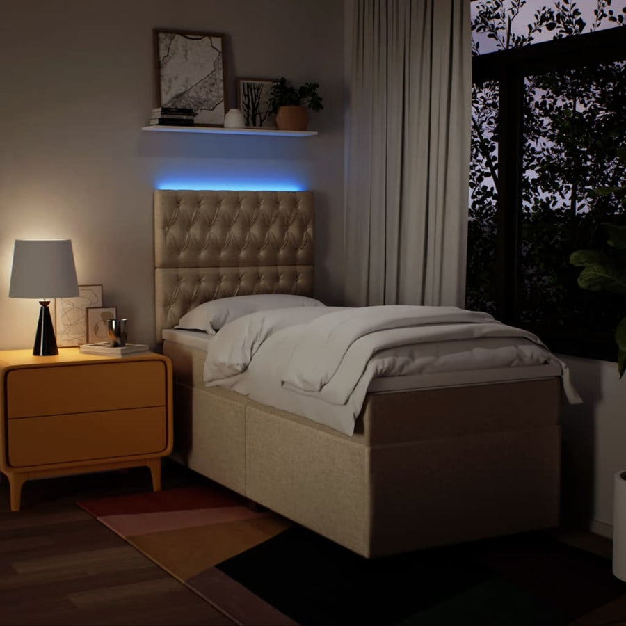 Boxspring met matras stof crèmekleurig 80x200 cm