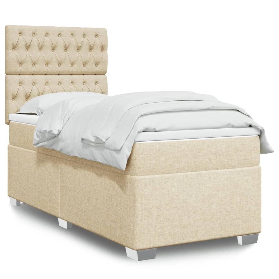 Boxspring met matras stof crèmekleurig 80x200 cm