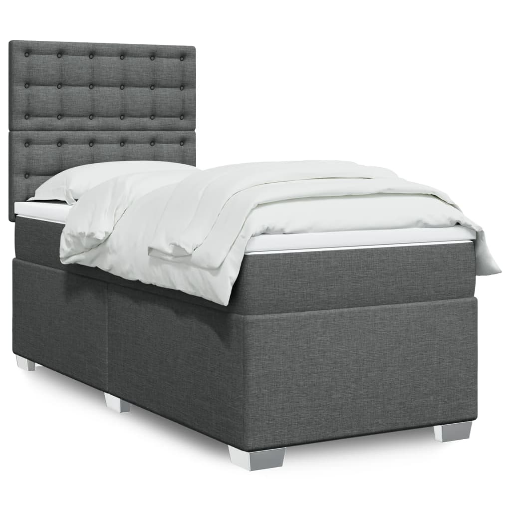 Boxspring met matras stof donkergrijs 80x200 cm