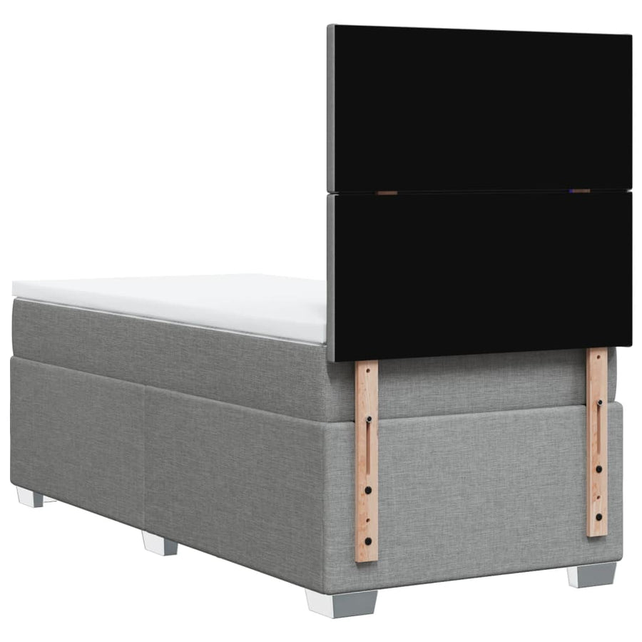 Boxspring met matras stof lichtgrijs 90x190 cm