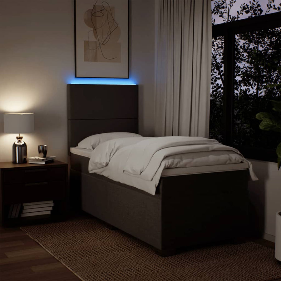Boxspring met matras stof lichtgrijs 90x190 cm
