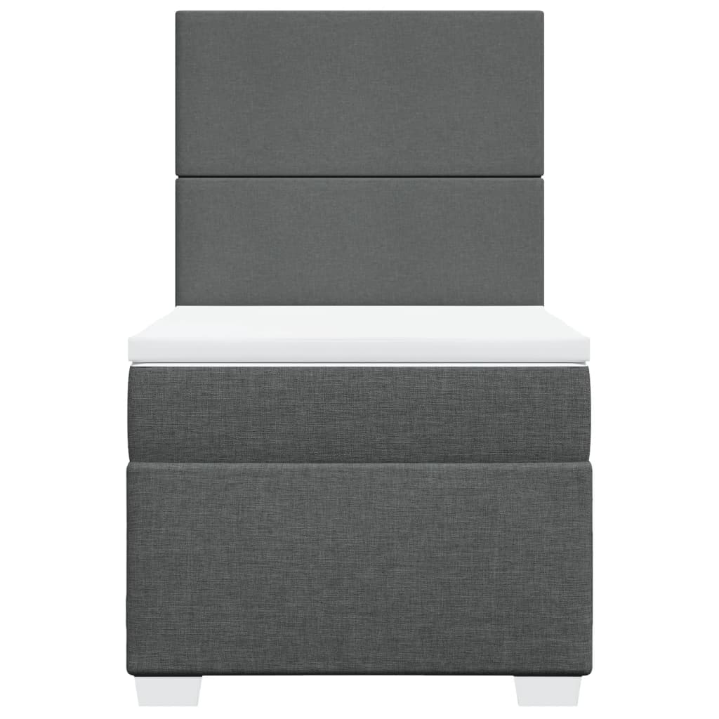 Boxspring met matras stof donkergrijs 90x190 cm